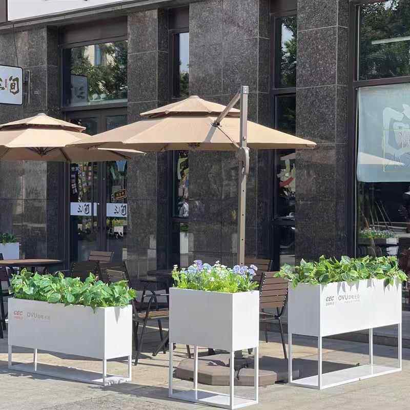 创意户外铁艺花箱餐厅外摆花架落地隔断围栏广场商业街户外花坛