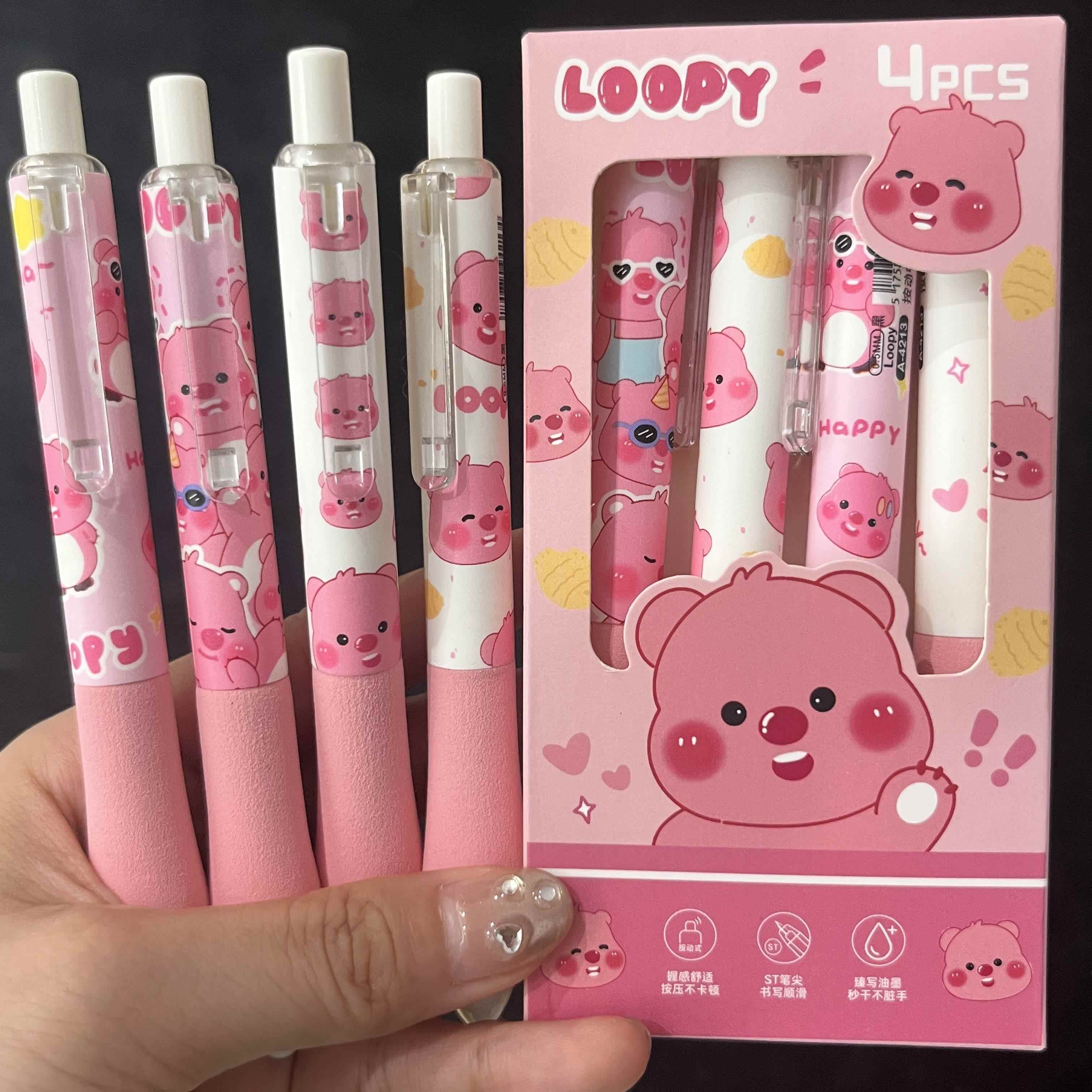 盒装loopy露比按动中性笔学生刷题笔黑可爱少女心高颜值碳素笔