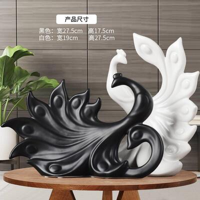 正品创意装饰品摆件厅玄孔关电柜情大号雀开屏酒柜客陶瓷艺视术品