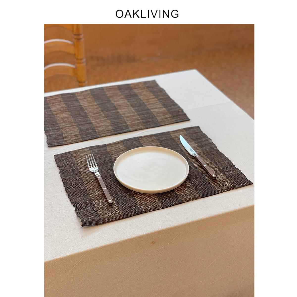 oakliving天然黄麻餐垫隔热垫防烫垫子家用中式保护桌面餐布餐垫