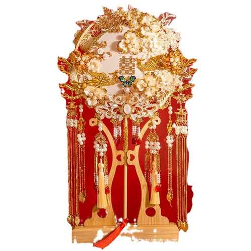 中式新娘结婚团扇出嫁秀禾服diy材料包重工双面成品手工高级喜扇