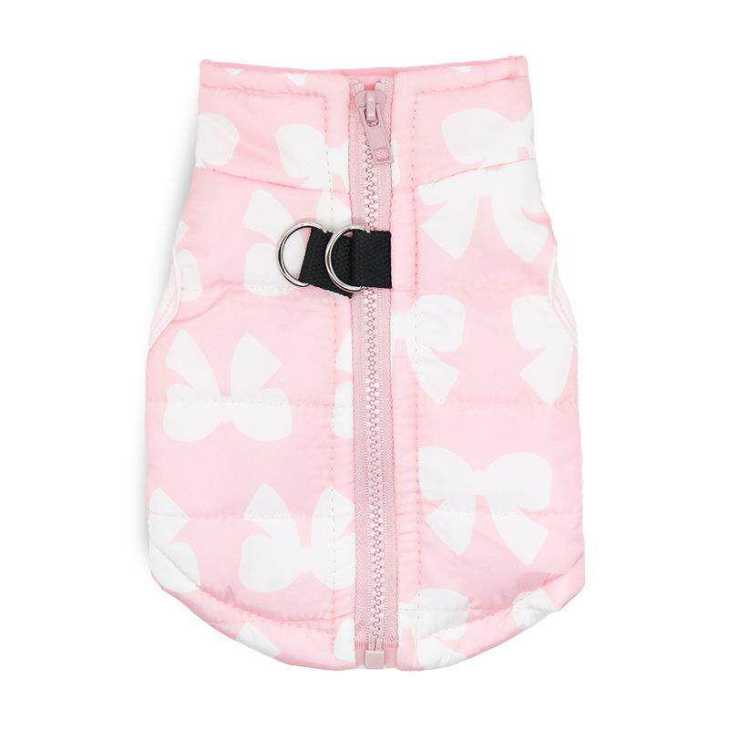 宠物用品狗狗猫咪服饰保暖蝴蝶结拉链棉袄马甲小型幼犬秋冬款