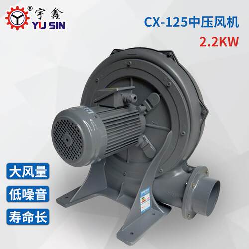 东莞厂家中压风机透浦式CX125撒粉机用2.2KW铝合金中压鼓风机
