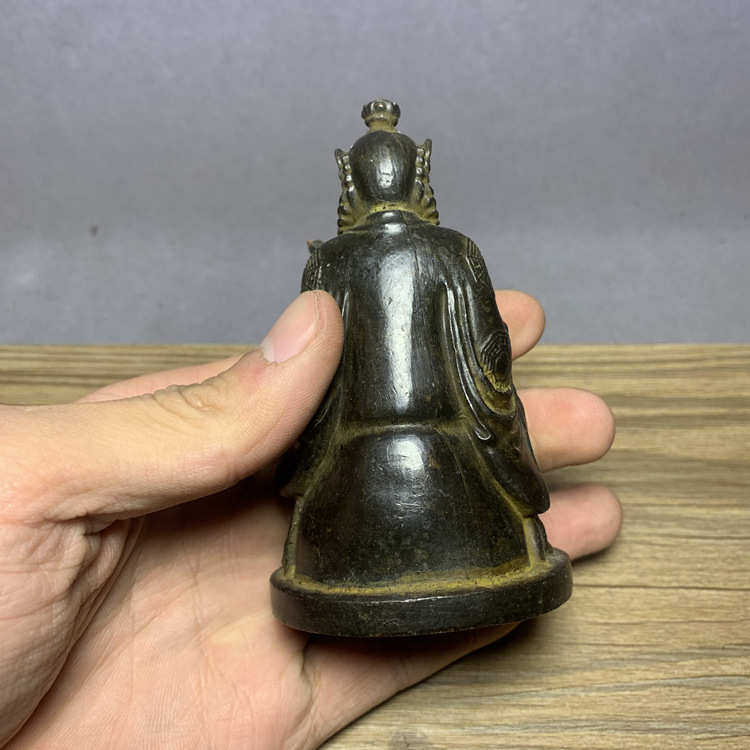 铜雕张天师铜像小摆件仿古铜艺人物供奉古玩铜器黄铜古人像小铜雕
