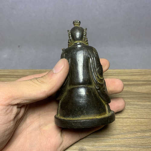 铜雕张天师铜像小摆件仿古铜艺人物供奉古玩铜器黄铜古人像小铜雕
