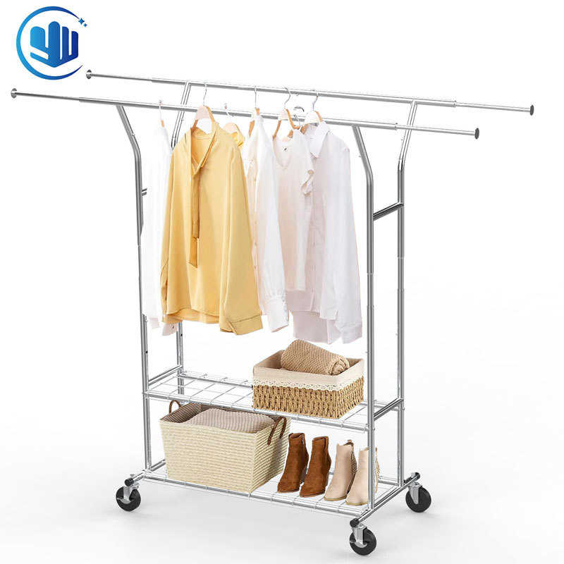重型晾衣架挂衣架室内外铁制不锈钢伸缩陈列架落地式可移动折叠