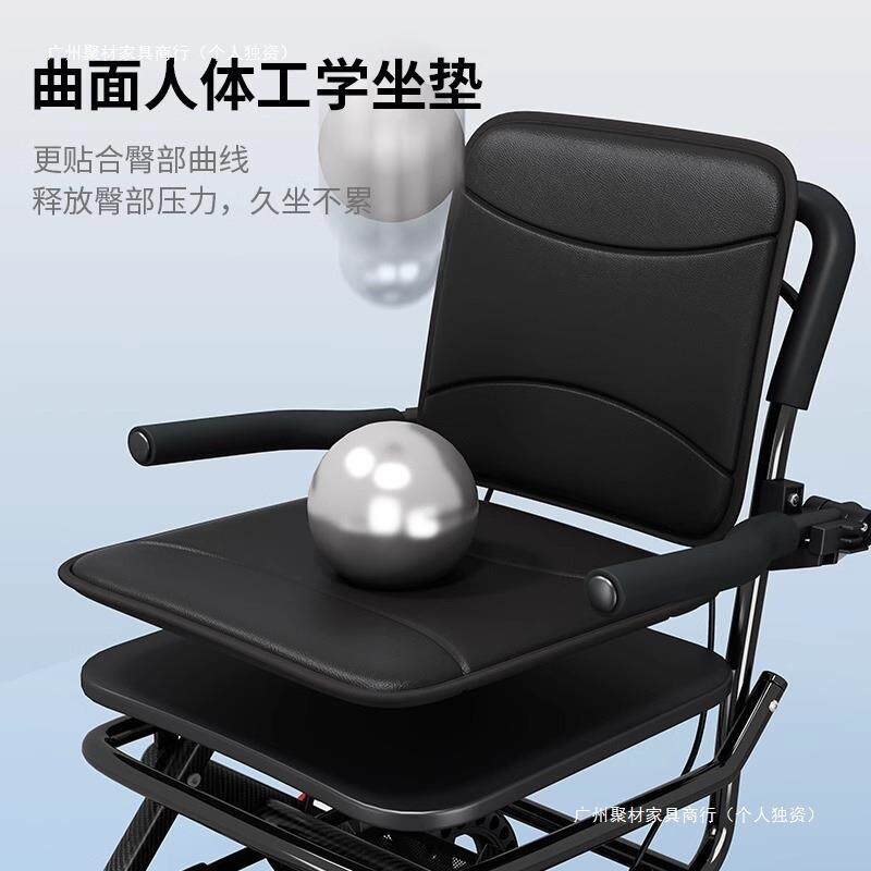 老人推手推车可坐折叠代步助力购物小车老B老人车年四轮摔防可的