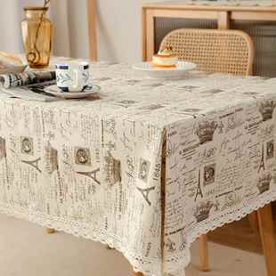 高档北欧英文字母印花麻餐桌布文艺书复古桌布拍摄道台具背景布展