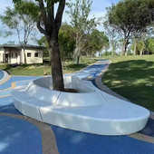 玻璃钢休闲座椅商场美陈公园小区异形休息椅户外玻璃钢树池坐凳