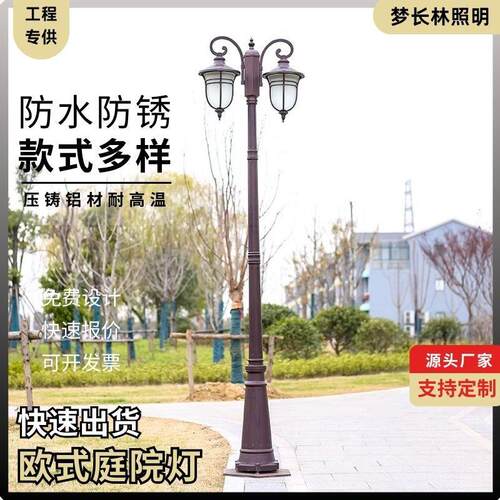 双头庭院灯2米3米欧式压铸铝路灯公园景区别墅学校花园高杆路灯