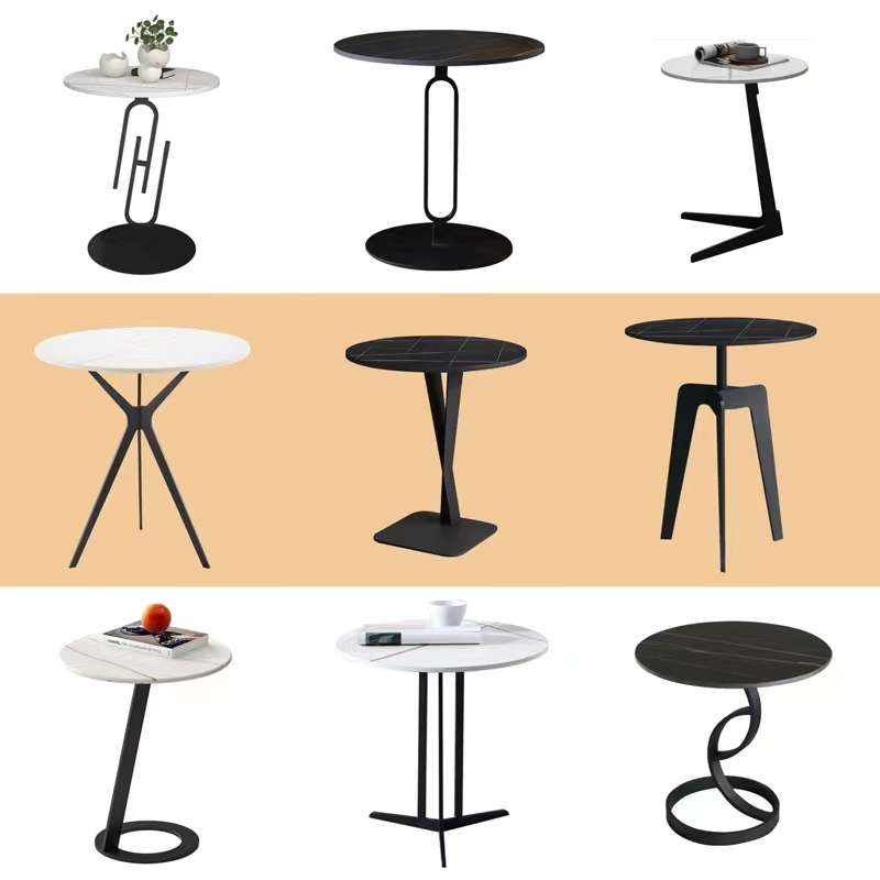 意式极简铁艺岩板沙发边几客厅阳台小圆桌现代北欧设计师创意角几