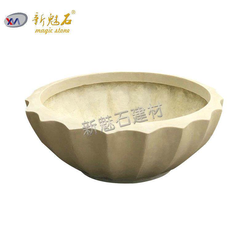 GRC绿化花钵商场酒店简约水泥花坛户外艺术组合花池椭圆大花盆