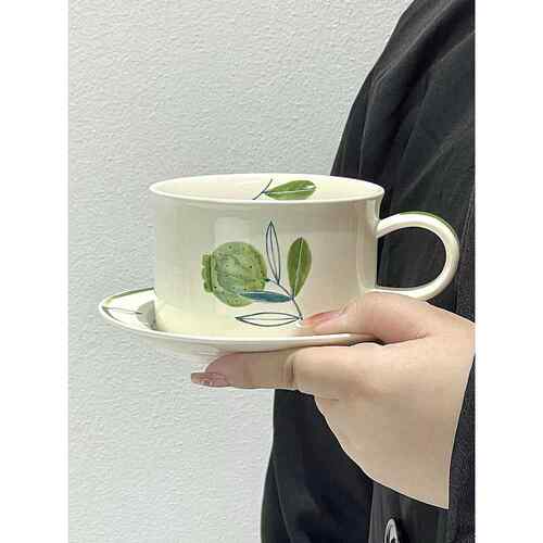 芬兰中世纪咖啡杯和茶碟石榴水果小新鲜绿咖啡杯风格下午茶杯套装