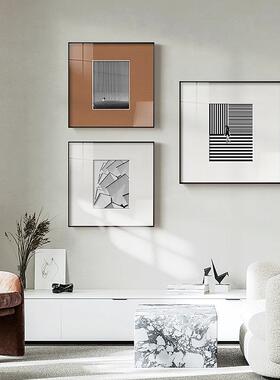 现代简约抽象线条客厅装饰画北欧艺术原木工业风餐厅卧室橙色