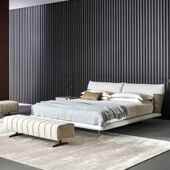 靠布兰棉麻卧马鞍革皮床意式 极MDS简网红设计师主德室高脚落地软