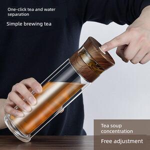 绿珠茶水分离泡茶杯过滤大容量耐热便携随手杯双层隔热办公玻璃杯