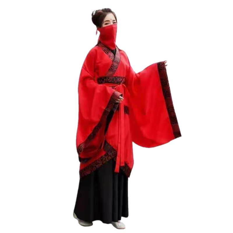 高档汉古曲裾衣汉舞仙女典舞大红色古装大袖舞礼仪之邦舞服蹈服演