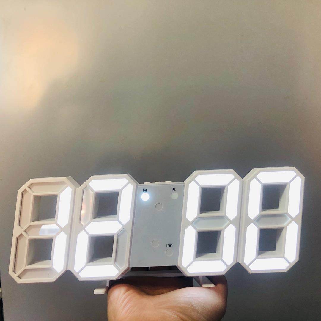 源头厂家3d智能立体闹钟LED时钟声控钟 韩式客厅3D挂墙钟数字台钟