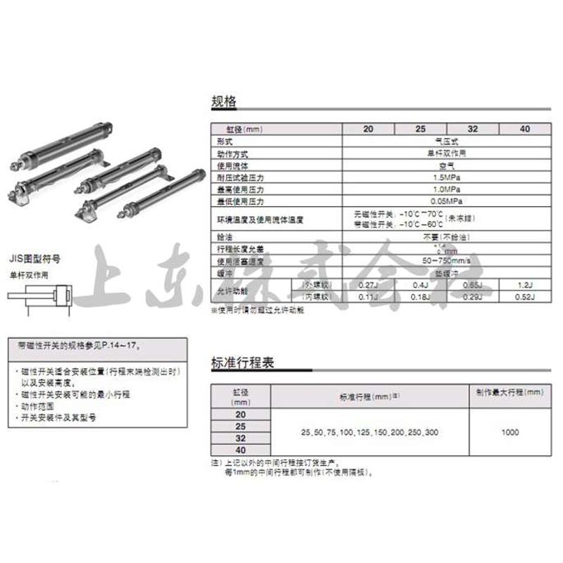 全新原装 CM2E/CDM2E20/CDM2E25-10/15/20/25/30/35不锈钢气缸