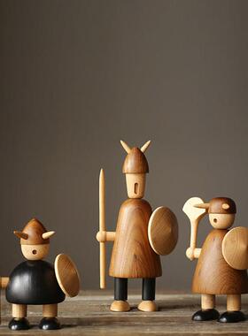 维京人 北欧家居装饰摆件设计师样板间木偶客厅桌面木质创意礼物