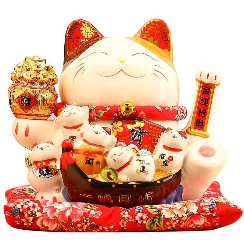 速发招财猫摆件自动招手电动摇手猫店铺开业礼品储蓄罐家居特大号
