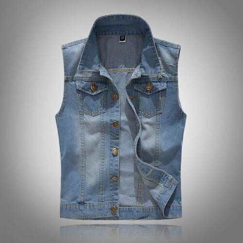 X 82186 Trendy Distressed Light Denim Vest 潮流破洞马甲