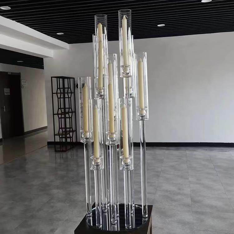 水晶烛台婚礼布置道具水晶婚礼策划摆件烛台水晶婚庆现场道具外贸