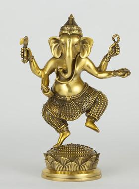 纯黄铜象鼻财神 象神摆件 天目象泰式家居桌面车载装饰招财摆件