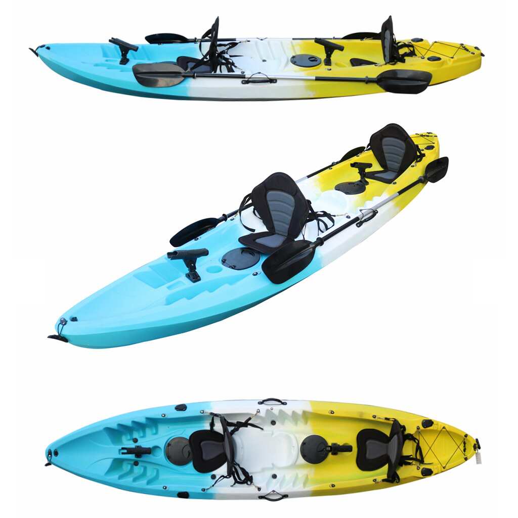 滚塑双人皮划艇2+1式三人钓鱼艇平台舟硬塑户外海洋舟路亚皮划艇