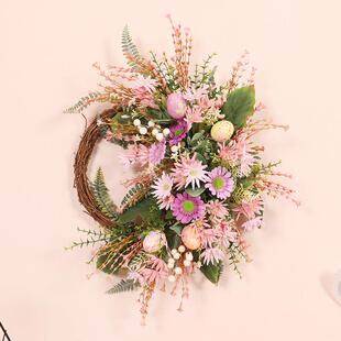 跨境复活节花环野菊半边花环彩蛋 饰聚会橱窗道具挂件花圈 家庭装