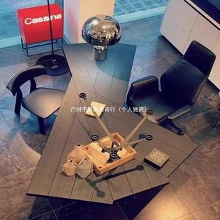 实木电脑桌老板桌不创意桌书设桌原755木计师工作台异形办公规则