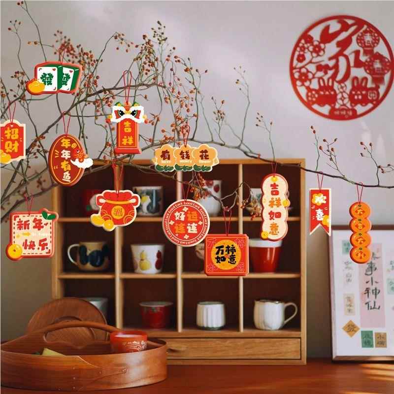 QFO蛇年景2小吊卡205新款蛇年新年挂件烫金盆过挂年装饰品春节元