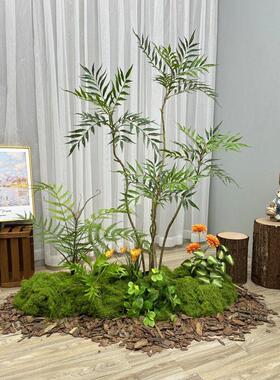 彷真绿色植物造景组合橱窗装饰假植物室内软装楼梯下高端轻奢景观