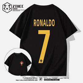葡萄牙国家队7号c罗球迷短袖t恤2024卡塔尔世界杯后援半袖纪念衫