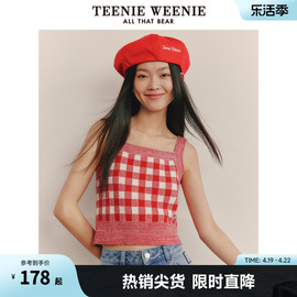 TeenieWeenie小熊格纹毛衣背心女毛衫马甲内搭时尚休闲