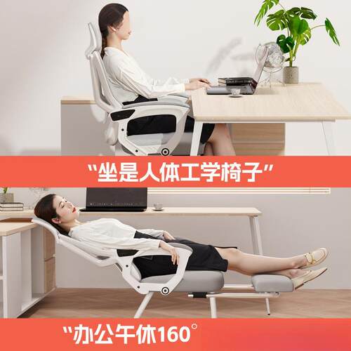 办公椅午睡两用人体工学椅子可躺平座椅家用舒适久坐弓形椅电脑椅