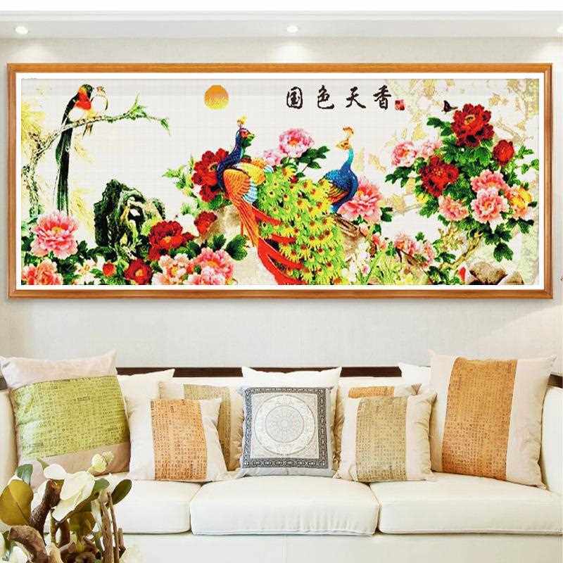 厂家供应货源十字绣国色天姿客厅家居装饰挂画大幅动物图