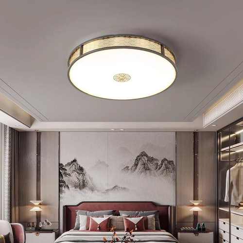 中山国风吸顶灯圆形新全灯具中铜卧室书房轻奢中式阳台灯客厅大气