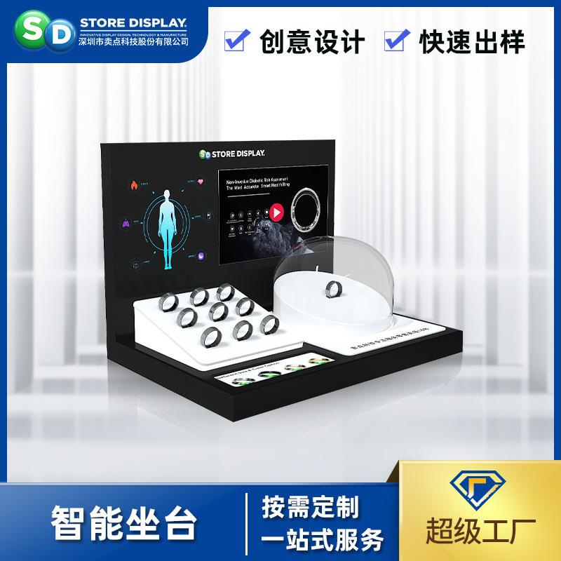 黑白高端亚克力促销台 斜面感应防盗触发展示组合营销智能展示台