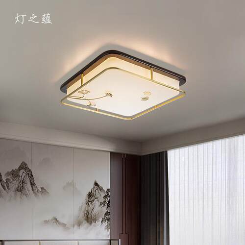 新中式卧室吸顶灯圆形全铜餐厅灯简约现代中国风书房新款led灯具