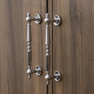 INDOORS法式覆古柜门把手整体橱柜衣柜门鞋柜黄铜镀银色简欧双孔