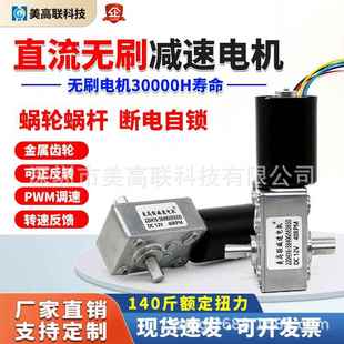 直流减速无刷电机12V24V蜗轮蜗杆双轴5840 3650微小型可调速马达