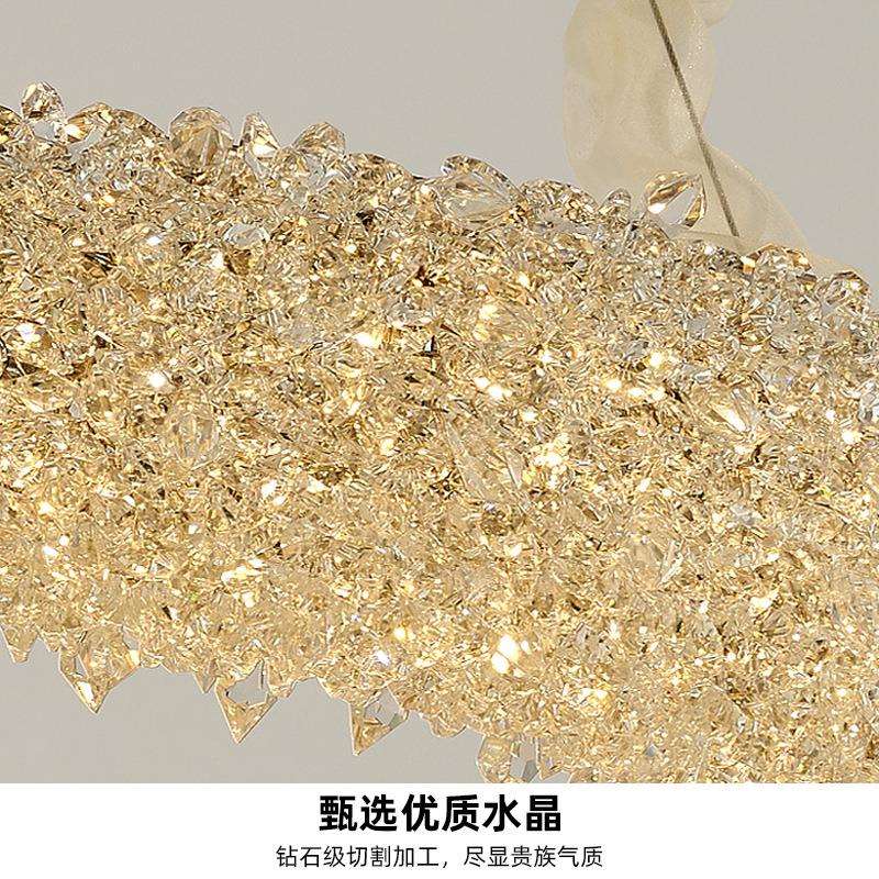 北欧轻奢现代水晶灯 家用高档客厅餐厅灯 LED遥控三色环形餐吊灯