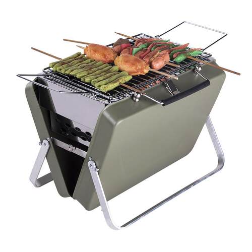 新款直销户外烧烤炉木炭碳烤炉bbq 线材公文包型小号便携式折叠烧