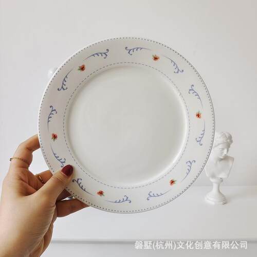 独立设计小众款8寸平盘浅盘陶瓷西餐盘子甜品盘早餐盘家用菜盘子