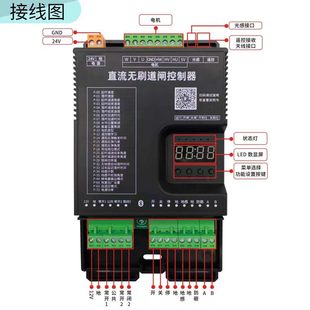 至上飞D8通用直流无刷电机控制器道闸直杆栅栏杆空降闸停车场闸机