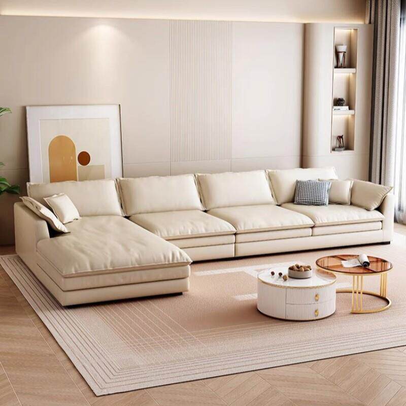 意式极简猫抓皮小户型沙发客厅现代简约直排四人位出租房贵妃沙发