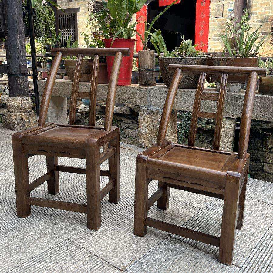 明清仿古靠背椅实木椅手工餐椅榉木柏木家用围炉烧烤店复古木
