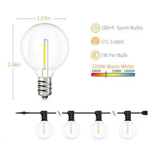 户外野餐露营灯G40灯串球泡灯灯泡防水节日装 饰庭院布置彩灯串