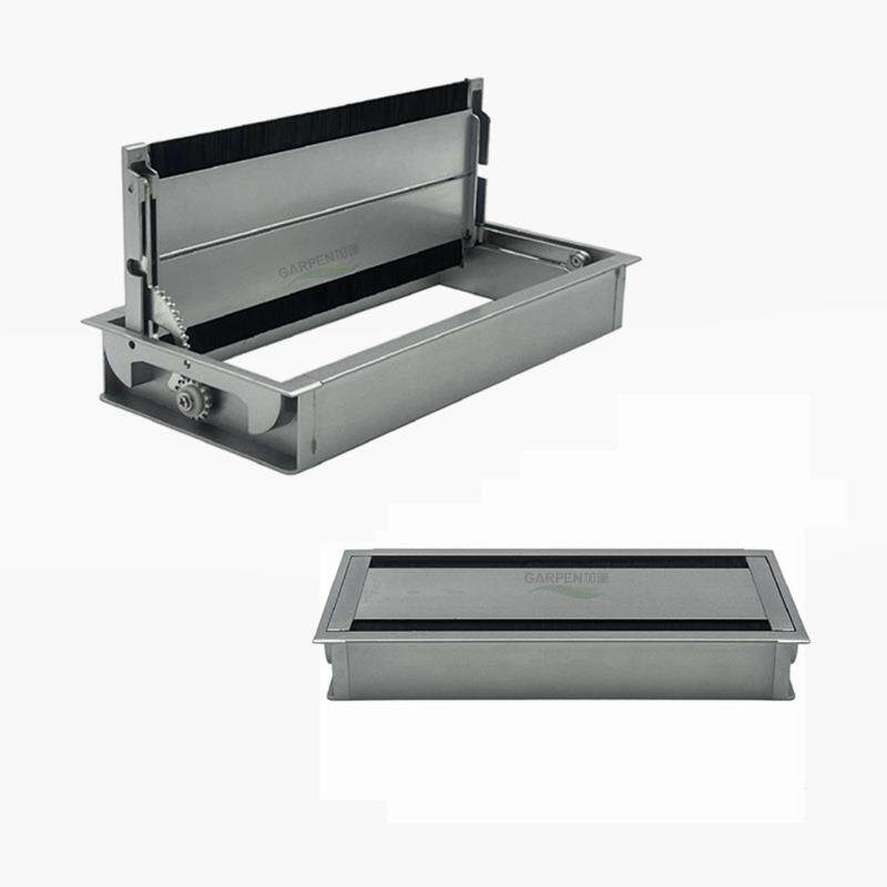 加逢铝合金双开桌面线盒办公会议电脑桌双面翻盖多功能线盒线孔盖